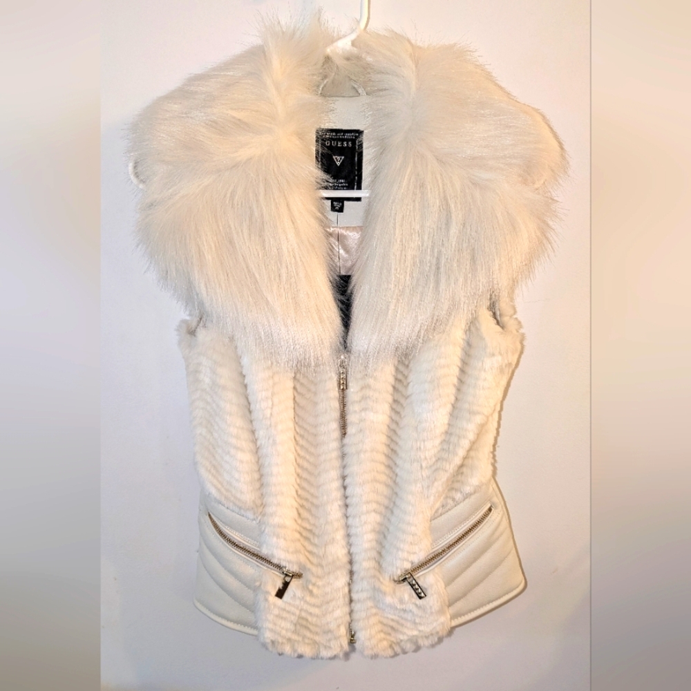 Guess Fox Fur Vest  XS New